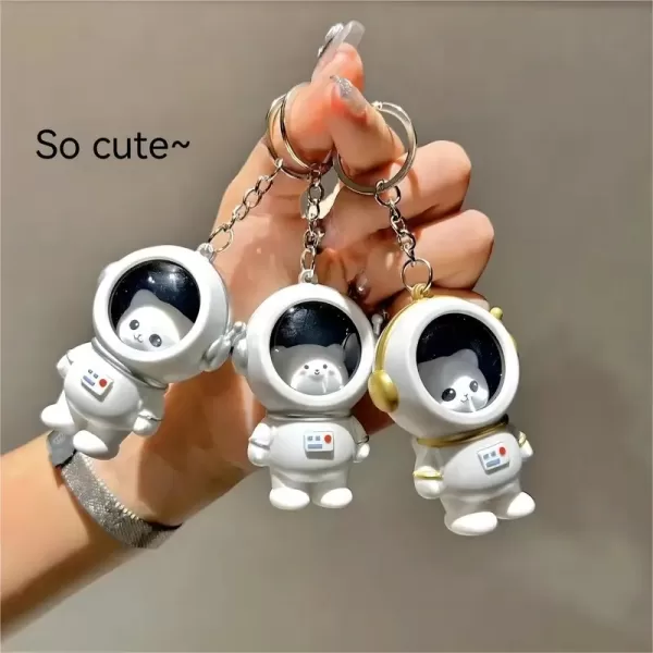 Cute Astronaut Keychain with Glowing Bear Light | Romantic Star Night Light Keychain for Bags, Couples, Students - Image 2