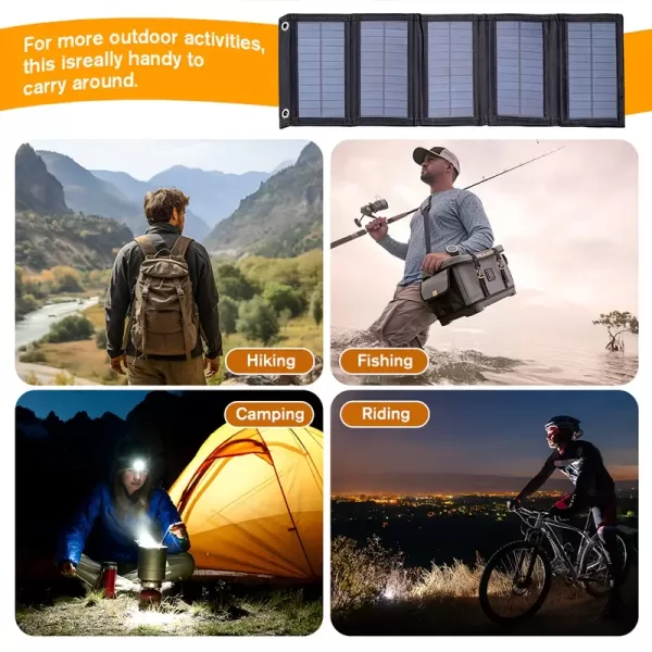 35W Portable Solar Charger Panel | Foldable & Durable | USB 5V Output | Travel & Camping Essential for Lights, Fans, Power Banks & Devices - Image 3
