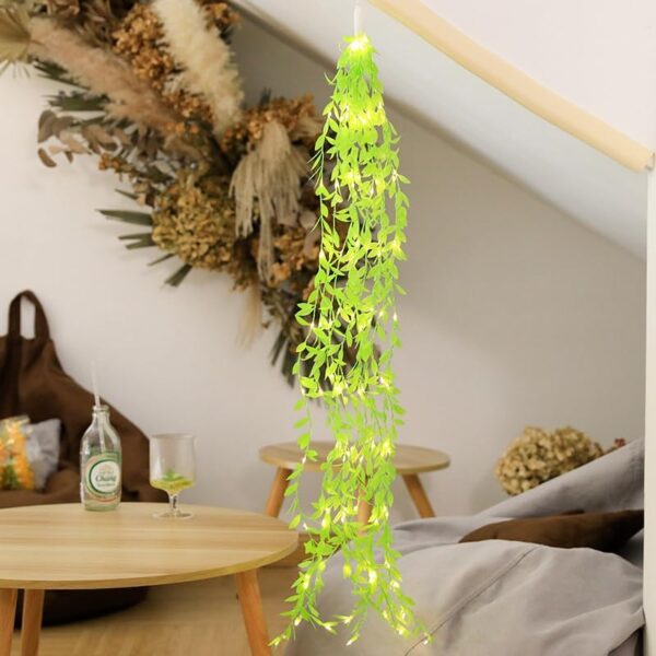 Artificial Leaf Curtain LED String Light | 200 LEDs | 8 Modes | Remote Controlled | Warm White 3x1M Copper | Home Decor & Lighting - Image 3