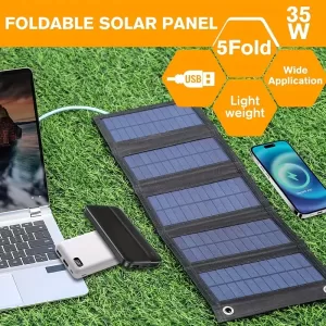 35W portable solar charger panel for travel foldable solar panel with USB output for camping eco-friendly solar power panel for outdoor use USB solar charger for phones and lights compact solar panel for emergency backup